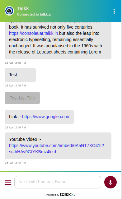 Sample send button in chat interface