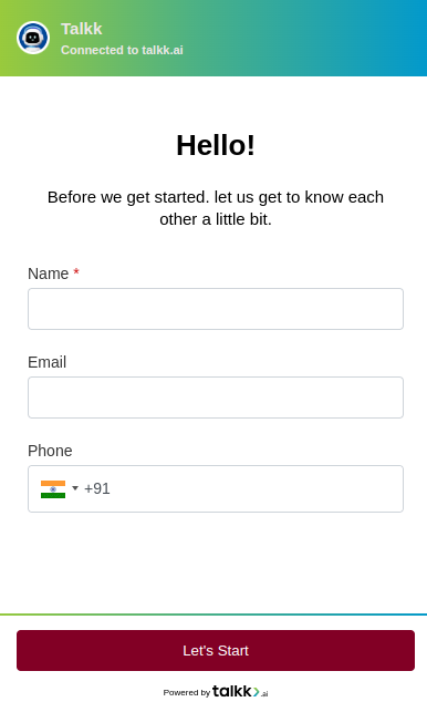 Sample Prechat Form